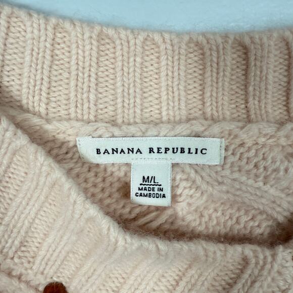 Banana Republic Angora Wool Cable Knit Fluffy Fringe Poncho M/L Soft Cozy Winter - Picture 4 of 8